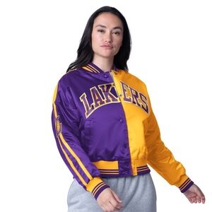 Women's Starter Gold/Purple Los Angeles Lakers Cropped Jacket Sz Large